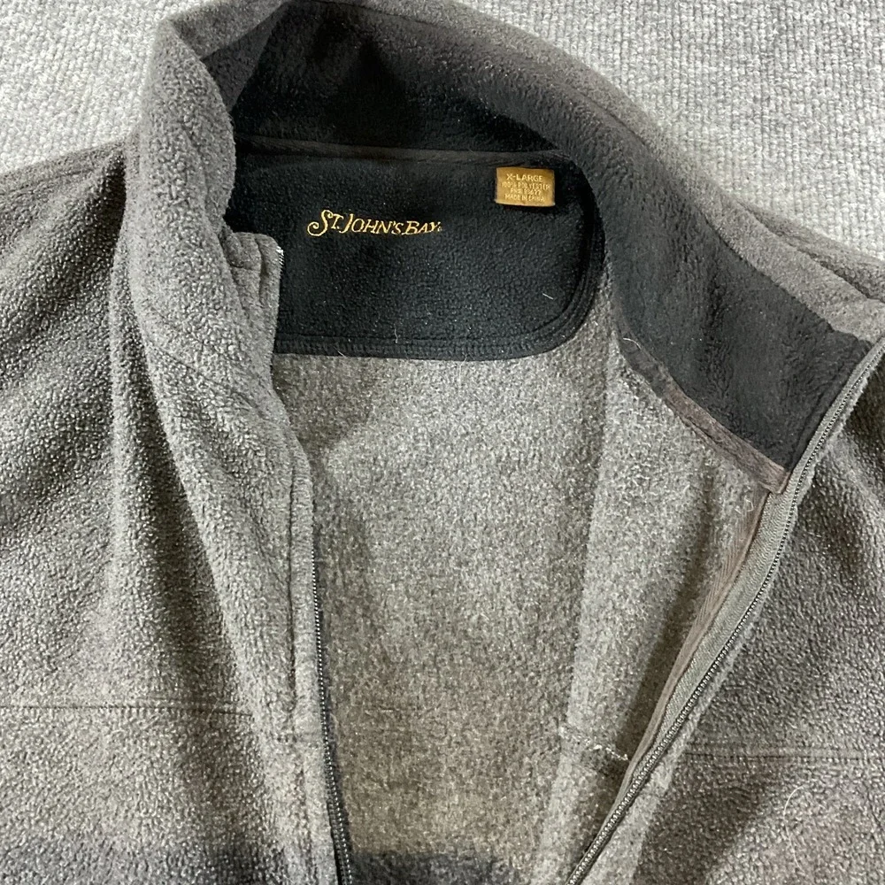 St John's Bay XL Fleece Vest Brown Full Zip Sleeveless Jacket Mens Outdoor Casua